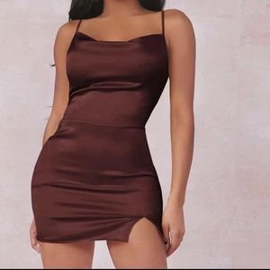 SHEIN Brown Satin Dress Size XS